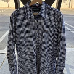 Ralph Lauren Classic Fit Gingham Shirt Size L Blue White Checkered