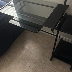 Tempered Glass Desk w/ 3 Tempered Glass Shelves