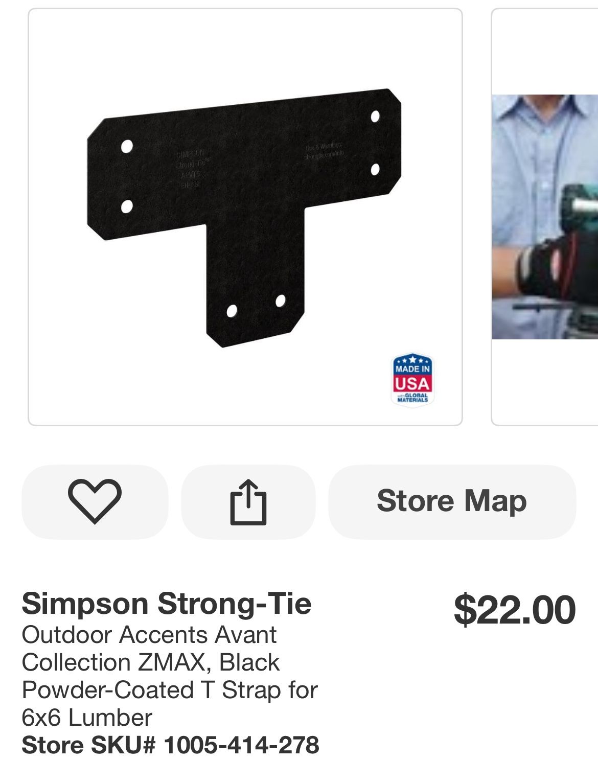 Simpson Strong-Tie Outdoor Accents Avant Collection ZMAX, Black Powder-Coated T Strap for 6x6 Lumber 8 for $40