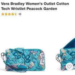 Vera Bradley Wristlet Pouch Teal Peacock Pattern 