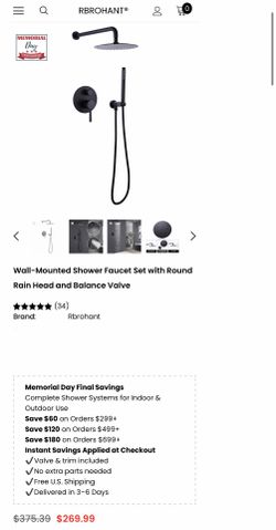 Wall-Mounted Shower Faucet Set with Round Rain Head and Balance Valve