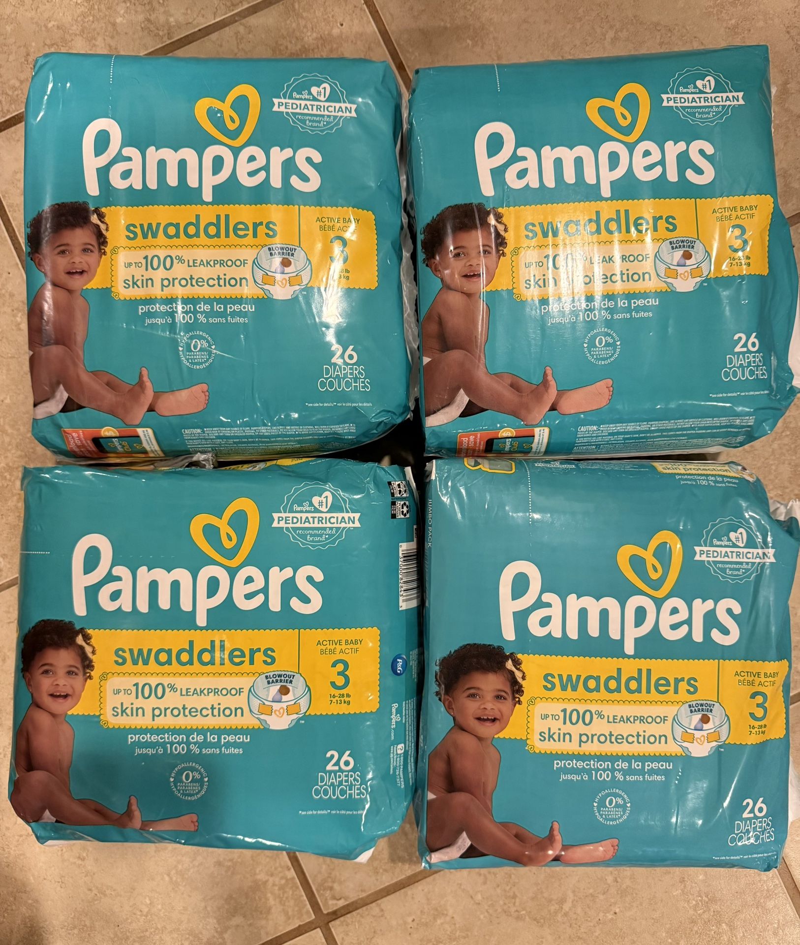 Pampers Swaddlers 4 PACK SIZE 3
