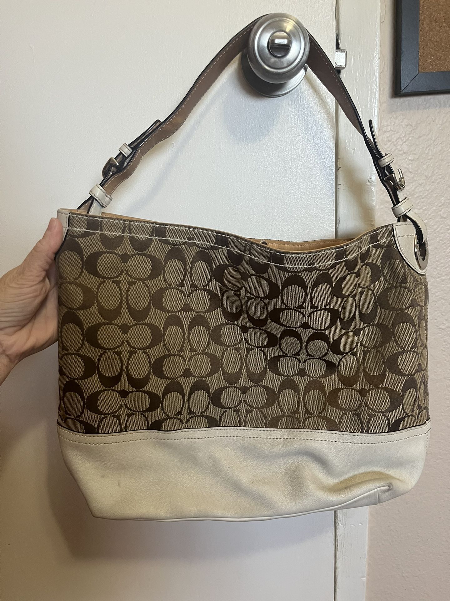 Coach Handbag Purse Brown/White