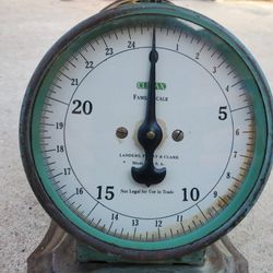 VINTAGE CLIMAX FAMILY SCALE 25 LBS ANTIQUE RUSTIC GREEN LANDERS, FRARY & CLARK