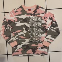 Supreme 2018 Spring/Summer “Supreme Stacked Long Sleeve Top Pink Camo”