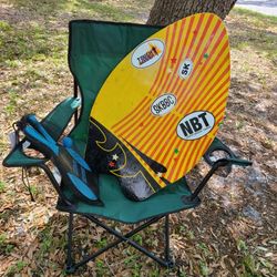 CHEAP CHEAP BEACH OR POOL CHAIR WITH KIDS SKIM BOARD AND PADDLE SET - ALL FOR ONLY $20

