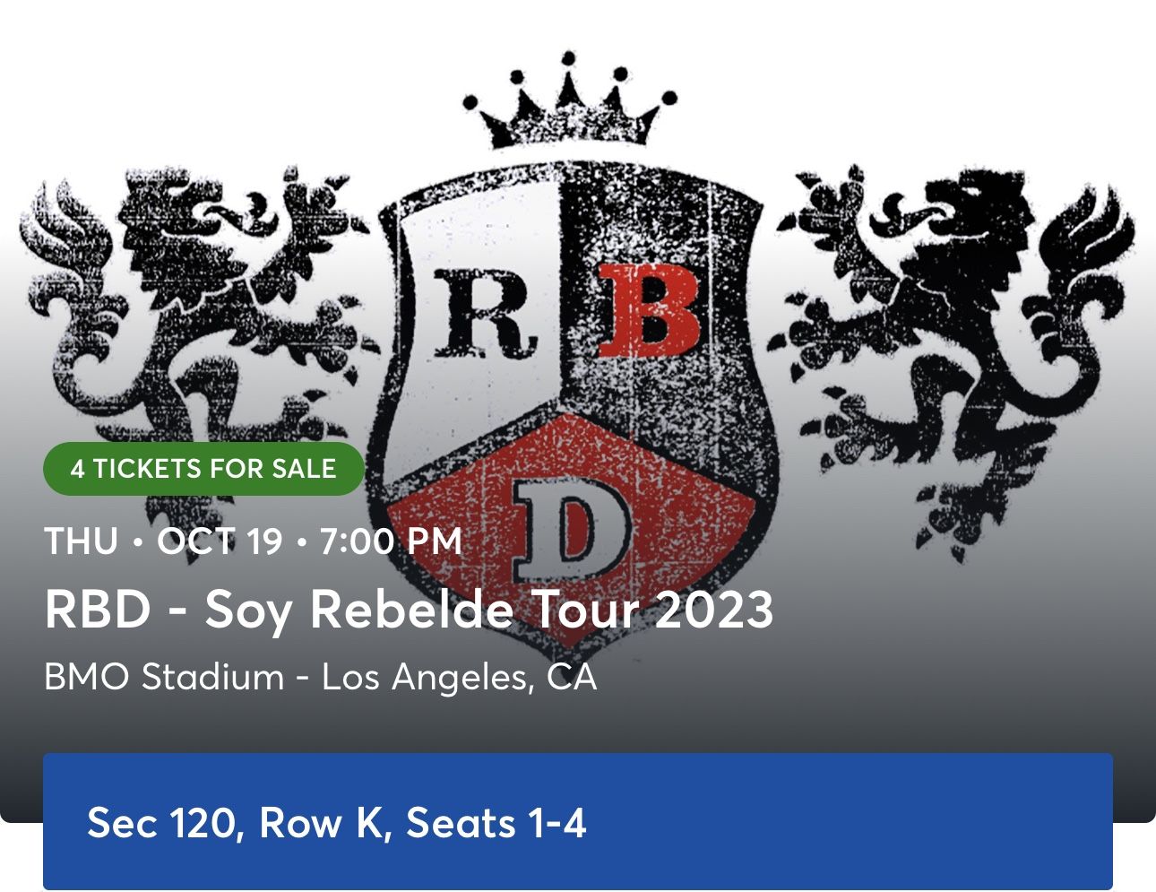 RBD Concert Tickets