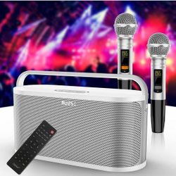 Karaoke Machine for Adults with 2 UHF Wireless Microphone,8000mAh Rechargeable Portable Speaker System, Karaoke PA System with 5.0 Bluetooth/