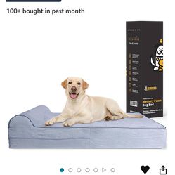 Jumbo Orthopedic Dog Bed - 7-inch Thick Memory Foam Pet Bed with Pillow With Removable Cover & Free Waterproof Liner - For Large Breed Dogs