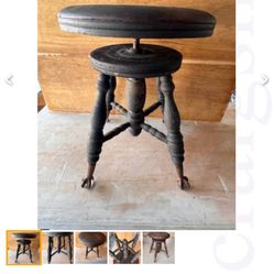 ANTIQUE PIANO STOOL - (Glass feet)