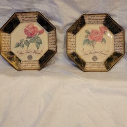 Home Interiors Pink Rose Decorative Plate Collectible 8.5 Wall/Tabletop