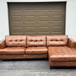 Sectional Couch/Sofa - Camel - Leather - Delivery Available 🚛