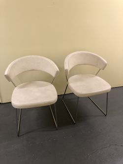 Caligaris White Leather Chairs