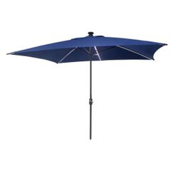 allen + roth 10.5-ft Aluminum Navy No-tilt Market Patio Umbrella with Lights