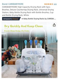 CAREBABYMORE High Capacity Drying Rack with 5pcs Brushes, Deluxe Countertop  Drying Rack, Universal Drying Station, Baby Bottle Drying Rack with Bottle