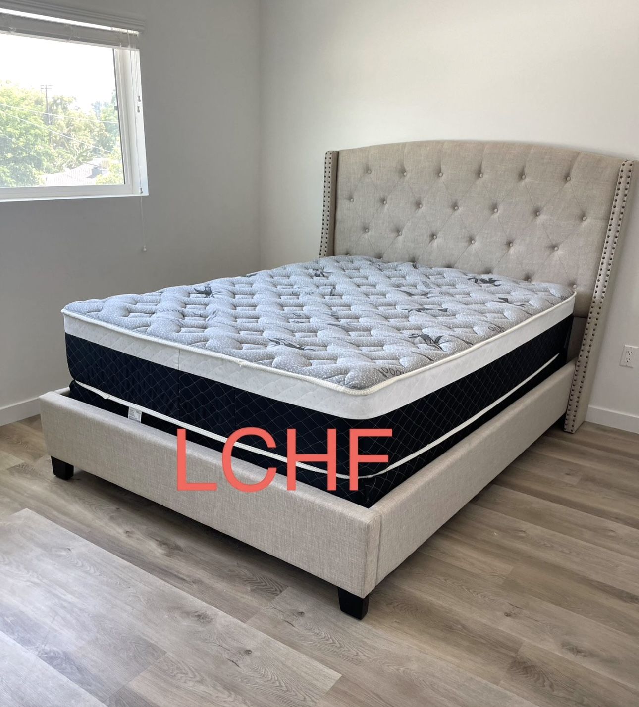 New Gray Bed Frame With Mattress