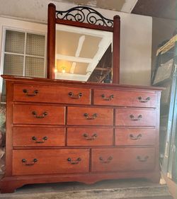 Wood Dresser with Mirror
