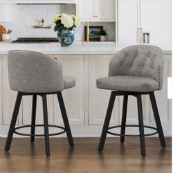 2 Swivel Counter Stools with Tufted Backs