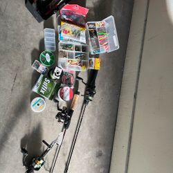 Fishing Pole Tackle Box Full Lot