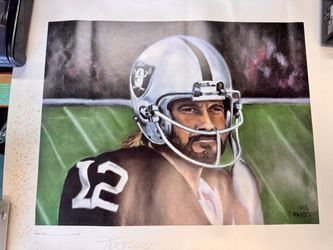 Vintage Ken Stabler Lithograph Signed by Stabler and Bob Davidson