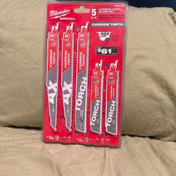 Milwaukee SAWZALL Carbide Demolition Wood and Metal Cutting Reciprocating Saw Blade Set (5-Piece