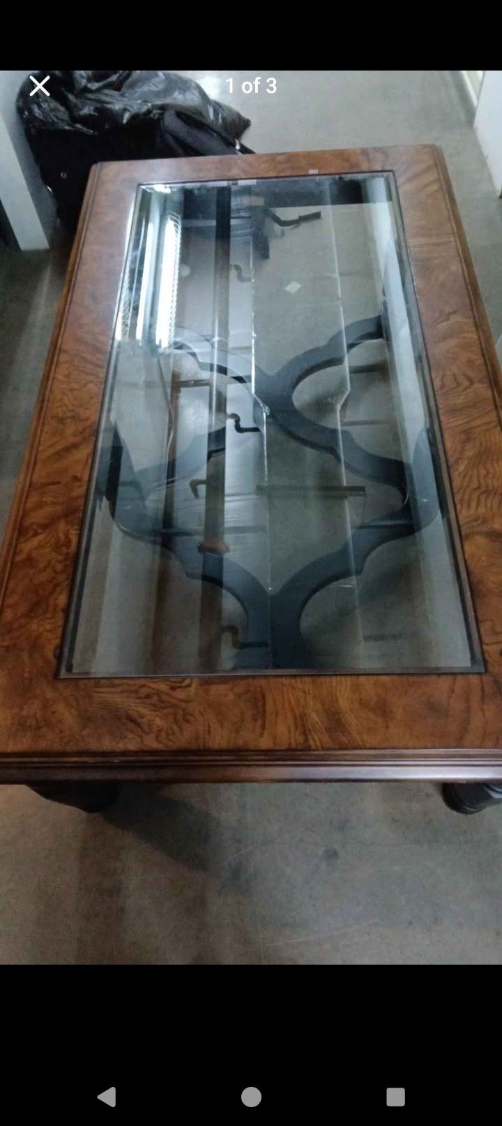 Burlwood Glass Coffee Table