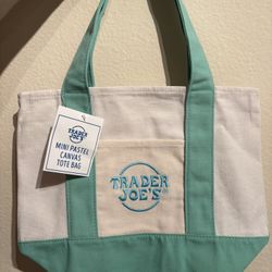 Trader Joes Mini Pastel Canvas Tote Bag