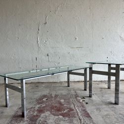 1970S Coffee Table And Side Table Chrome 