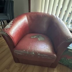 Swivel Chair. Just Leather Wearing Off. Cushion Is Still Good. 