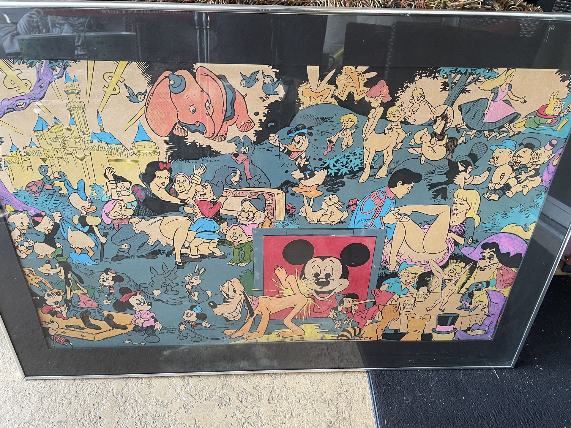 Original Disney Memorial Orgy Poster by Wally Wood 70s Or