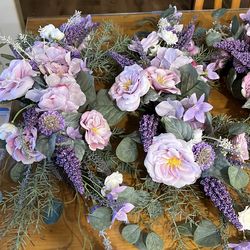 Artificial flower swag arrangements