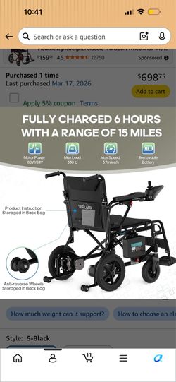 BRAND NEW IN THE BOX Foldable Electric Wheelchair for Adults, Lightweight Motorized