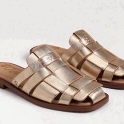 Sam Edelman Dina Fisherman Leather Slip On Mule Sandals