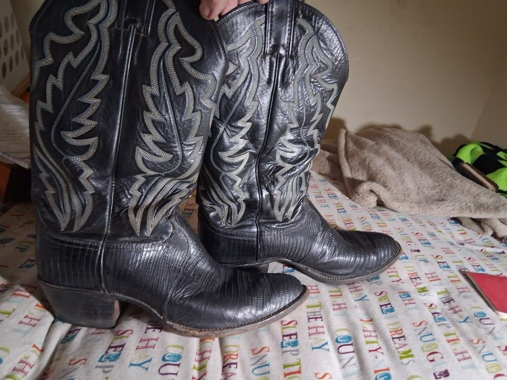Justin's Resposado 12" Lizard Cowboy Boots Size 9½