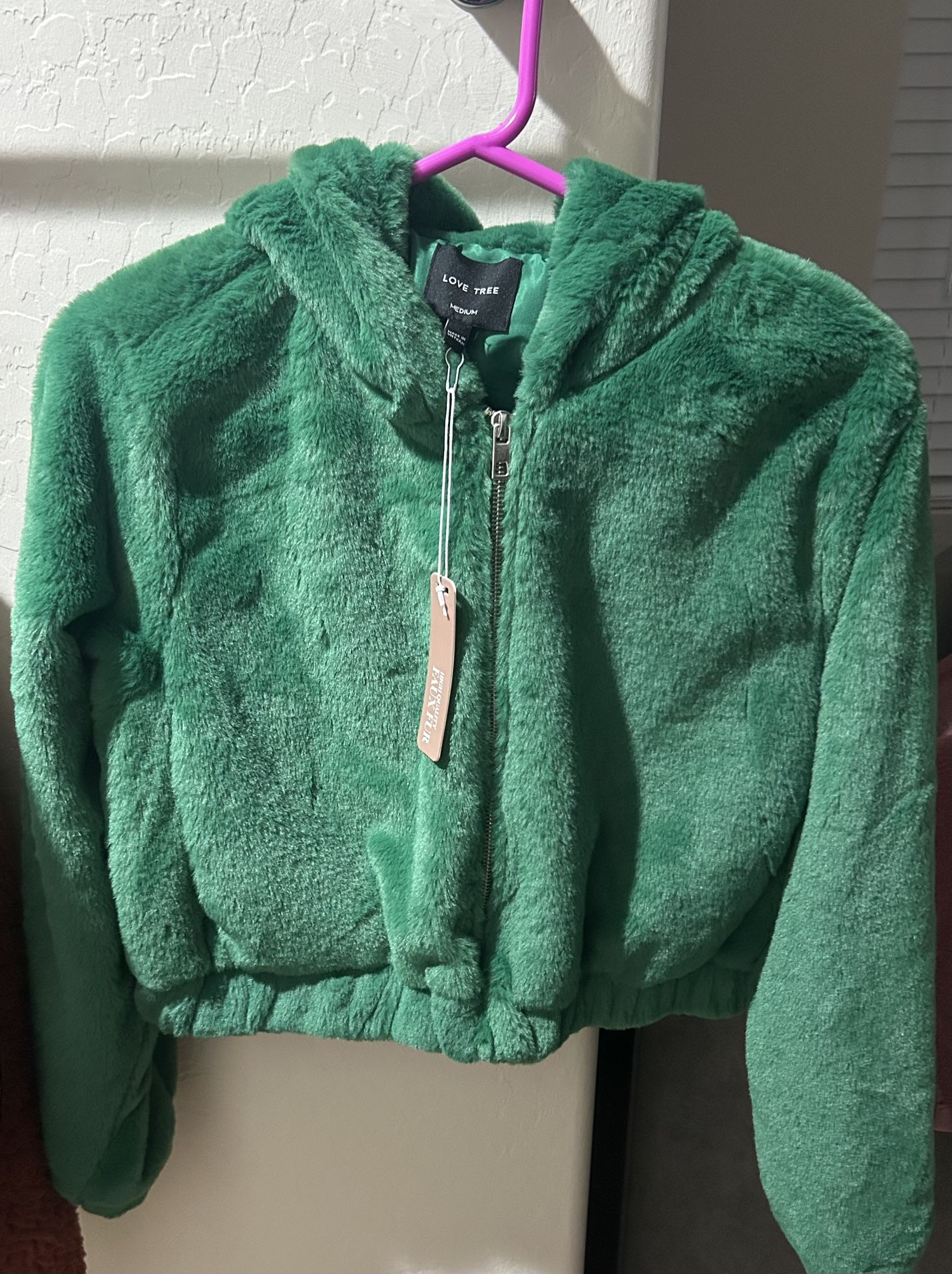 BN Green Faux Fur Coat