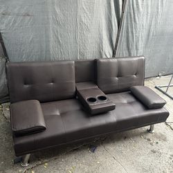 Futon Couch Sofa Convertible Bed with Cup Holders