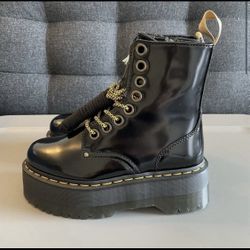 Dr. Martens Jadon Max Combat Platform Boots Black Vegan Women's Size 9