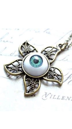 New green eyeball handmade necklace