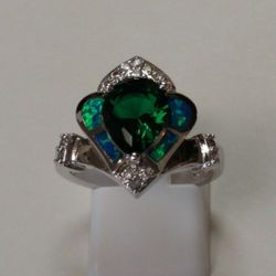 Blue Fire Opal Green Quartz Ring 8