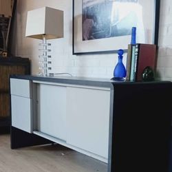 Post Modern Art Craft Heavy Duty Tv Stand Credenza, Sideboard,  Grey And Black.  Delivery Available 