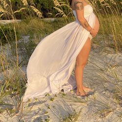 White Maternity Photo Dress