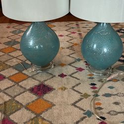 Two Blue Table Lamps