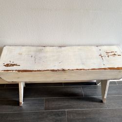 Beach White Wood Bench