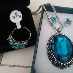 Necklace, ring, earrings Set