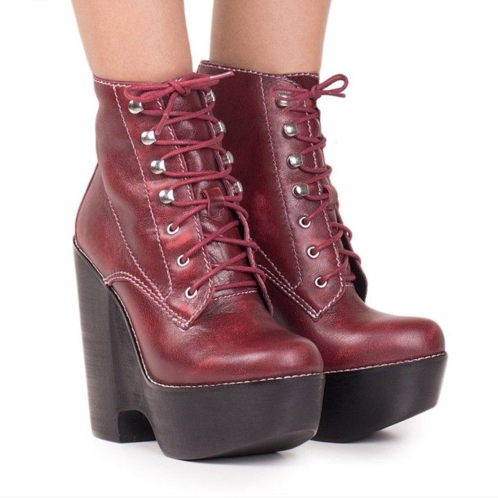 Jeffrey Campbell Womens TARDY Platform Ankle Boots In RED Size 7 SOLD OUT