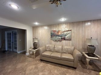 Leather Couch with 2 oversized chairs