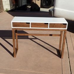 New Wooden Console Table with Drawers - White and Brown