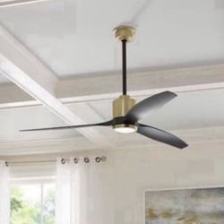 60 in. 3-Blades Indoor Ceiling Fan in Gold and Black with Remotel