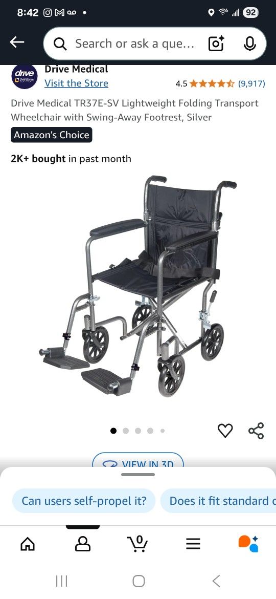 Drive Lightweight Transport Wheelchair