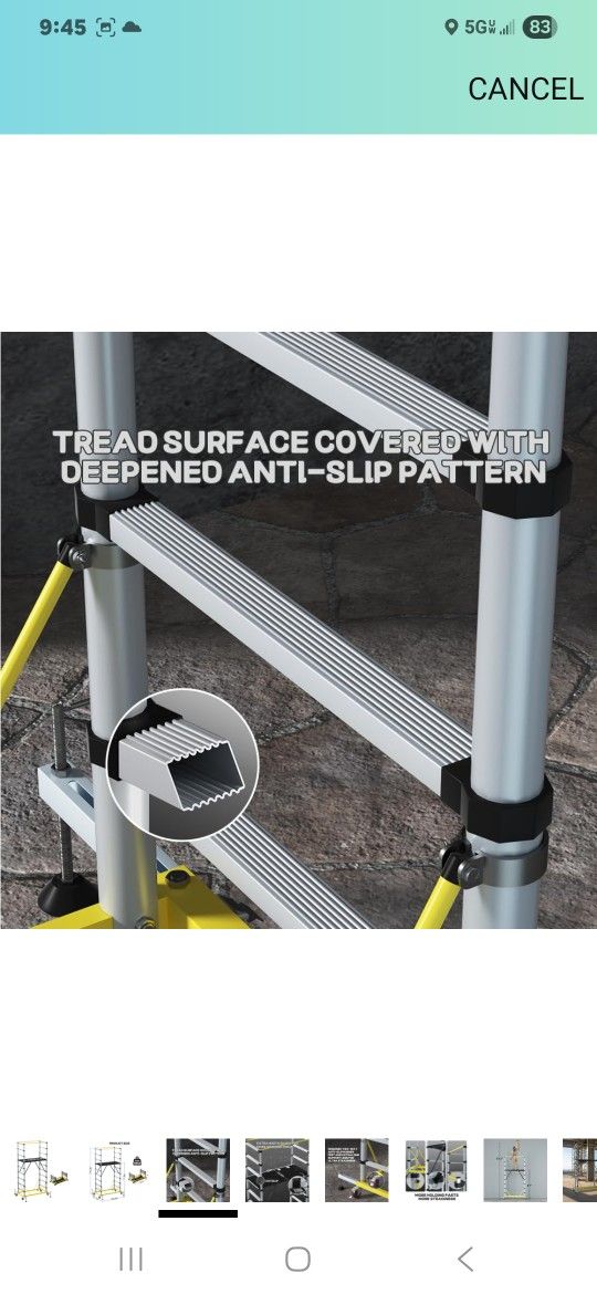 Aluminum Scaffold Tower, Multipurpose Rolling Scaffolding Work Platform, Utility Scaffolding Tower, Adjustable Work Platform with Hatch Deck and Guard
